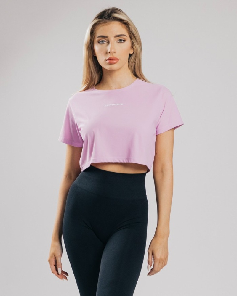 Alphalete Signature Mesh Crop Donna Camicie Rosa | 95YBMKOZG