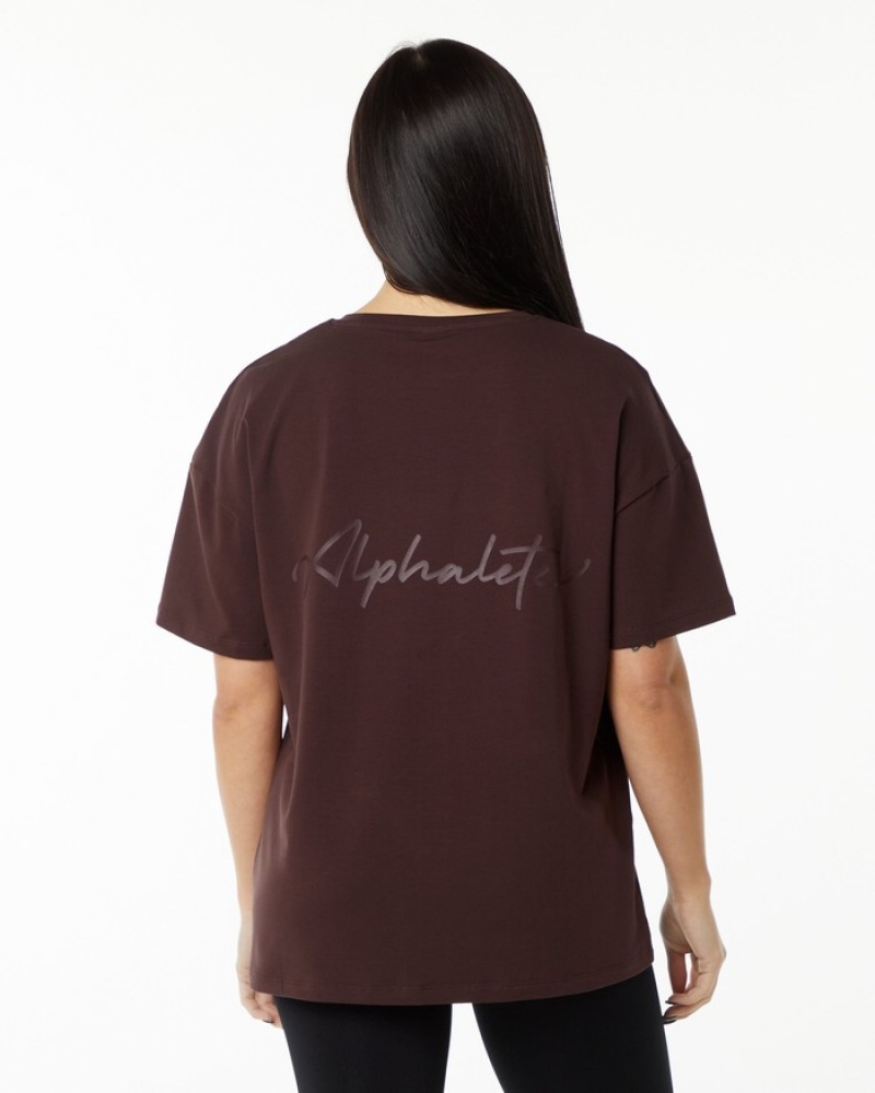Alphalete Signature Oversized Donna Camicie Bordeaux | 49OEYCPRU