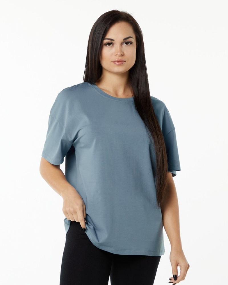 Alphalete Signature Oversized Donna Camicie Blu | 97TXQLENU
