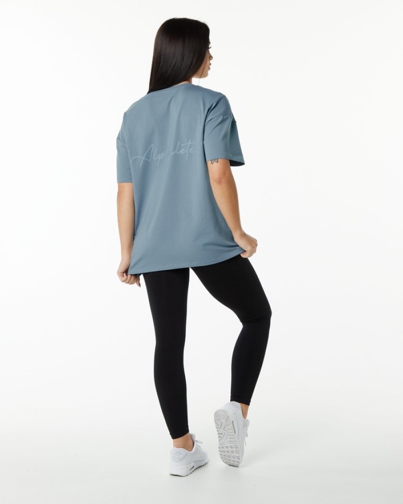 Alphalete Signature Oversized Donna Camicie Blu | 97TXQLENU
