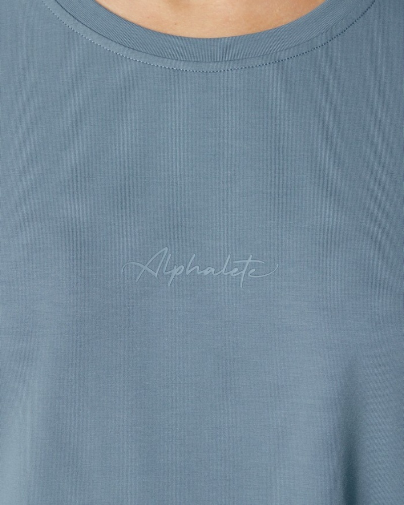 Alphalete Signature Oversized Donna Camicie Blu | 97TXQLENU
