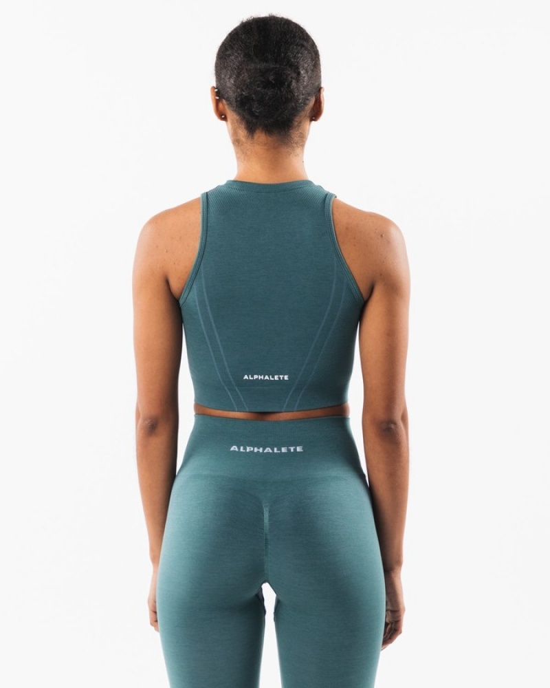 Alphalete Stratus Crop Donna Canotta Blu | 32VBZAKSY