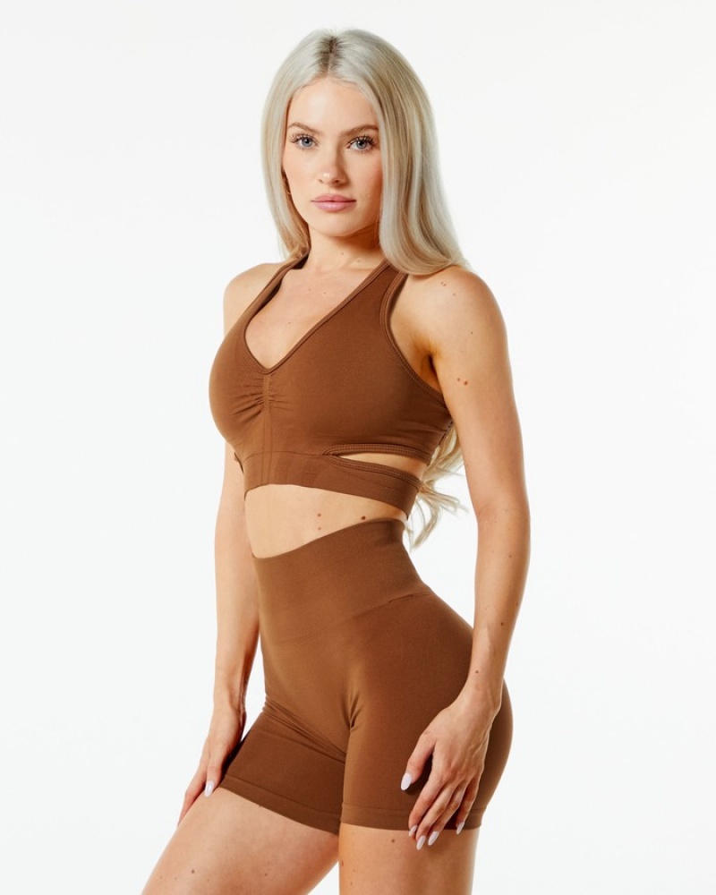 Alphalete Stratus Donna Reggiseni Marroni | 98BMLXDWO