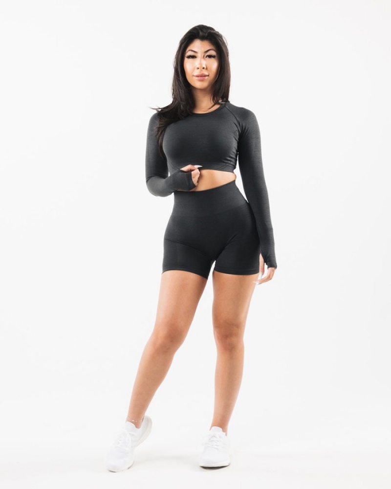 Alphalete Stratus LS Crop Donna Magliette Grigie | 46HEOXFSU