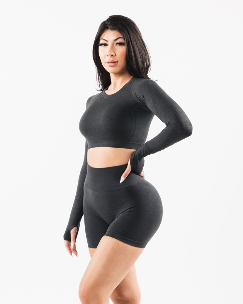 Alphalete Stratus LS Crop Donna Magliette Grigie | 46HEOXFSU