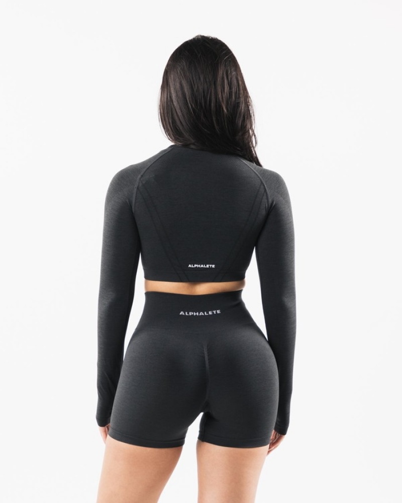 Alphalete Stratus LS Crop Donna Magliette Grigie | 46HEOXFSU