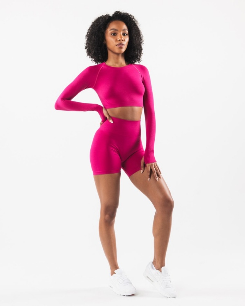 Alphalete Stratus LS Crop Donna Magliette Rosa | 64KSIFYXV