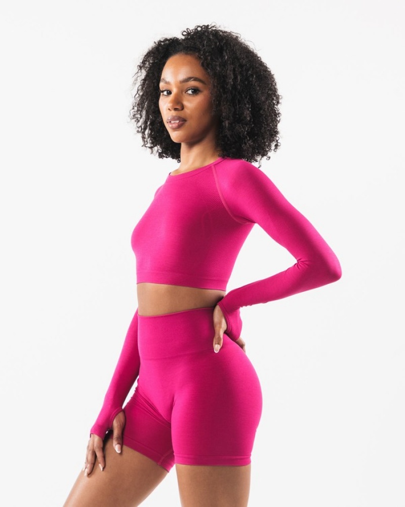 Alphalete Stratus LS Crop Donna Magliette Rosa | 64KSIFYXV