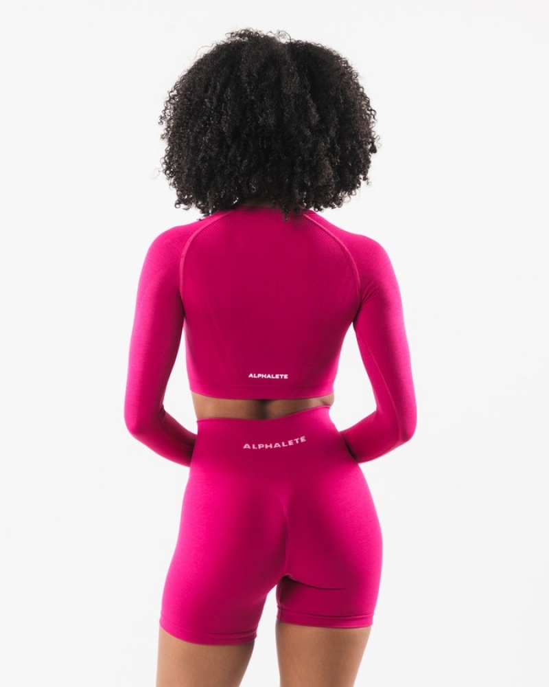 Alphalete Stratus LS Crop Donna Magliette Rosa | 64KSIFYXV