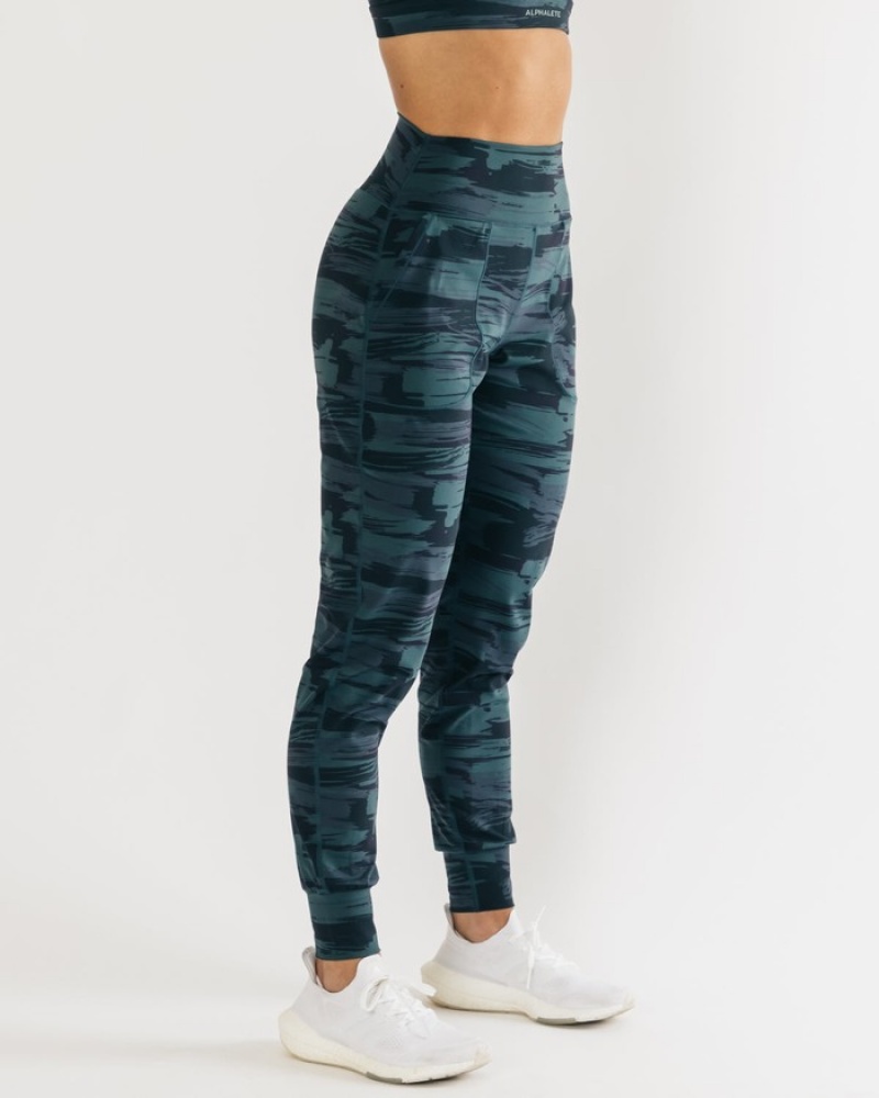 Alphalete Surface Expanse Donna Pantaloni Jogger Blu Camouflage | 85HLRXPIS