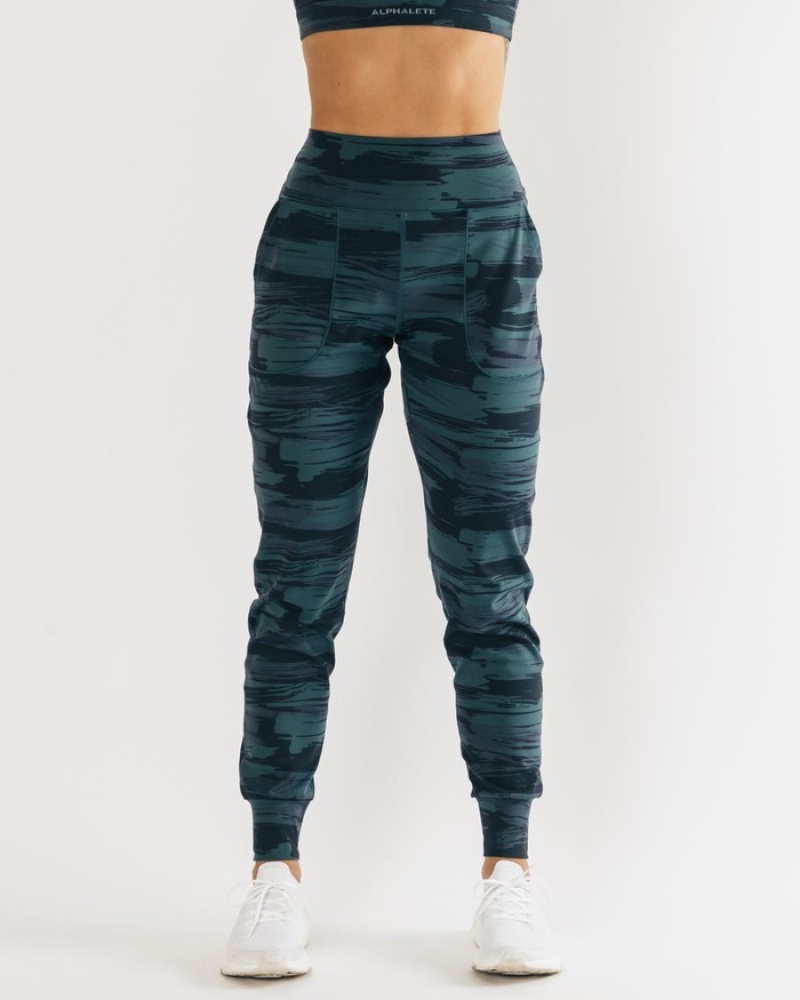 Alphalete Surface Expanse Donna Pantaloni Jogger Blu Camouflage | 85HLRXPIS