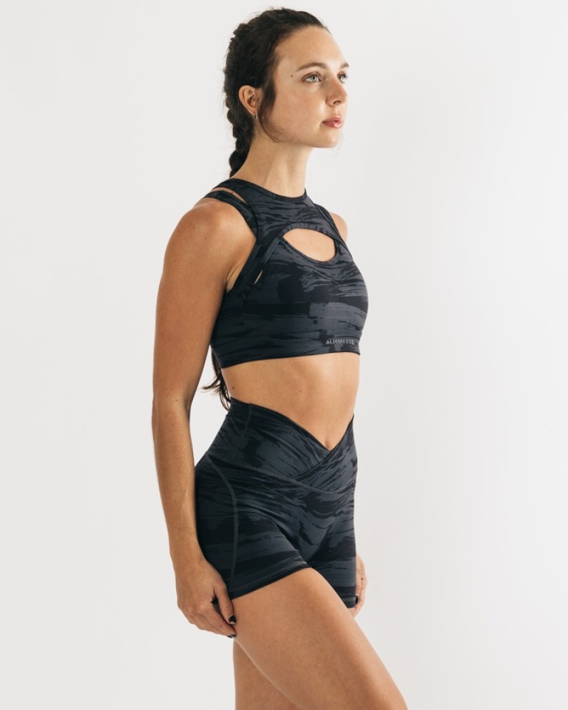 Alphalete Surface Keyhole Donna Reggiseni Nere Camouflage | 15WFBSRUP
