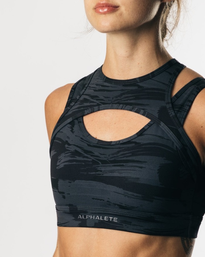 Alphalete Surface Keyhole Donna Reggiseni Nere Camouflage | 15WFBSRUP