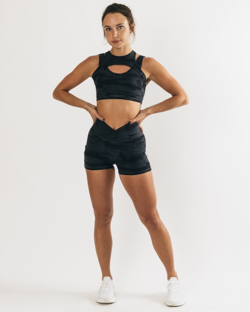 Alphalete Surface Keyhole Donna Reggiseni Nere Camouflage | 15WFBSRUP