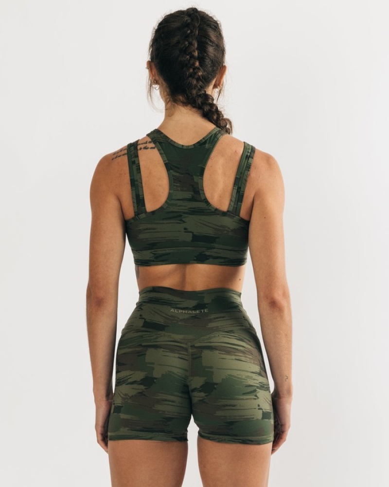 Alphalete Surface Keyhole Donna Reggiseni Verde Oliva Camouflage | 30EANSMHJ