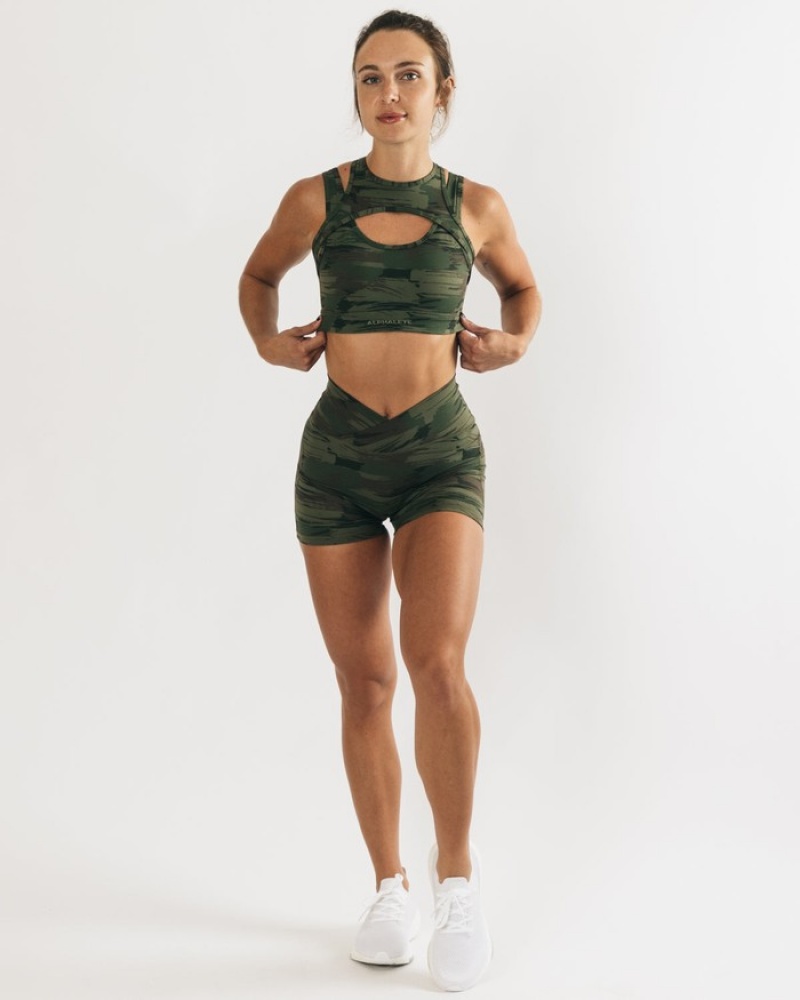 Alphalete Surface Keyhole Donna Reggiseni Verde Oliva Camouflage | 30EANSMHJ