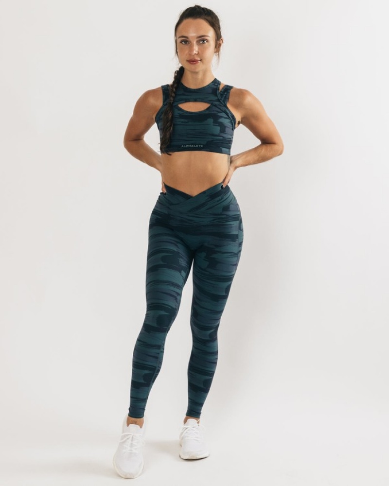 Alphalete Surface Power Donna Leggings Blu Camouflage | 13GINWKXC