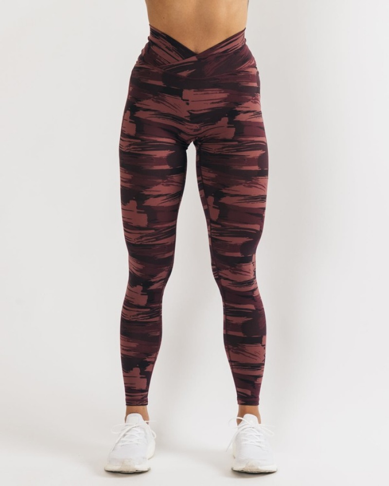 Alphalete Surface Power Donna Leggings Bordeaux Camouflage | 71AQPSCXO
