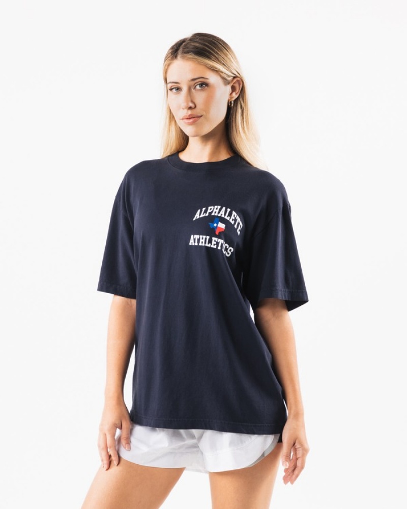 Alphalete Texas Donna Camicie Blu Marino | 64WKVGNFM