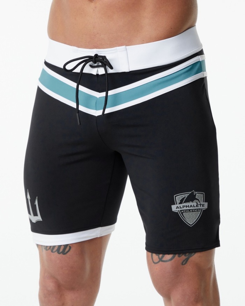 Alphalete Trident Competizione Uomo Boardshort Nere | 76UJWRQNO