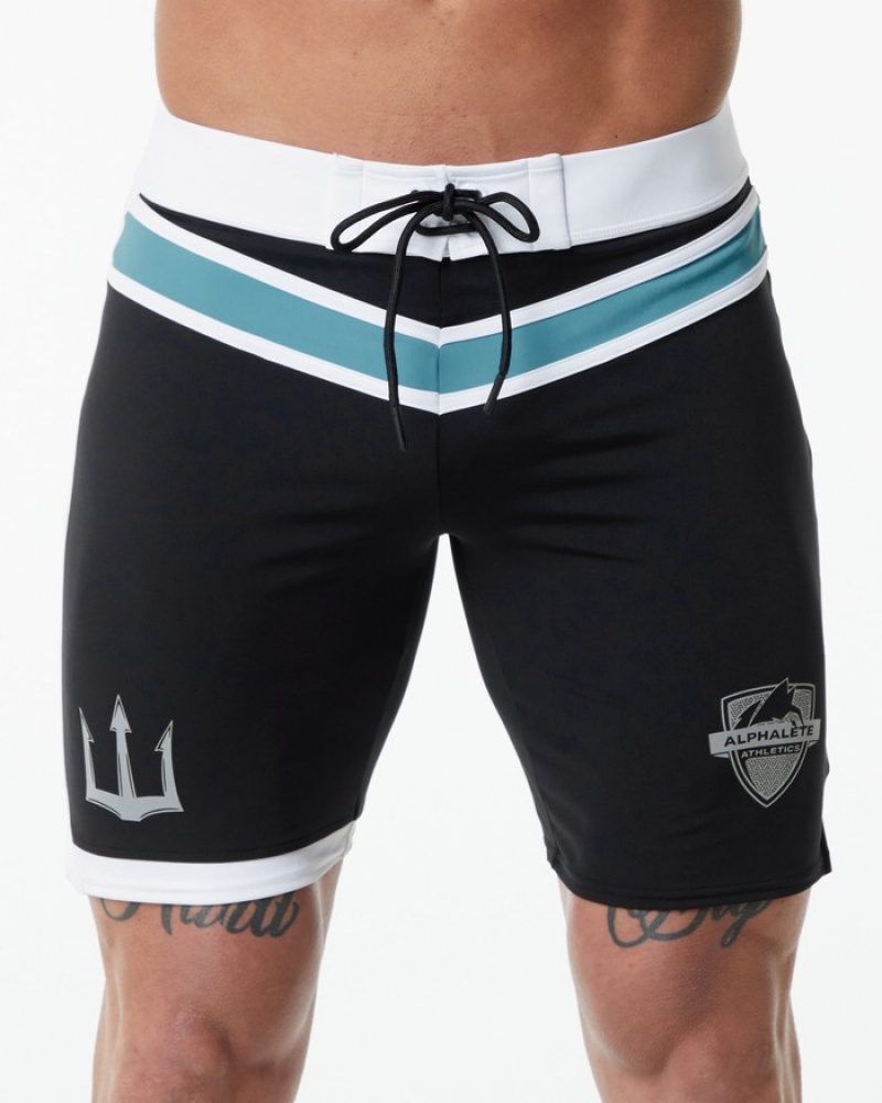 Alphalete Trident Competizione Uomo Boardshort Nere | 76UJWRQNO