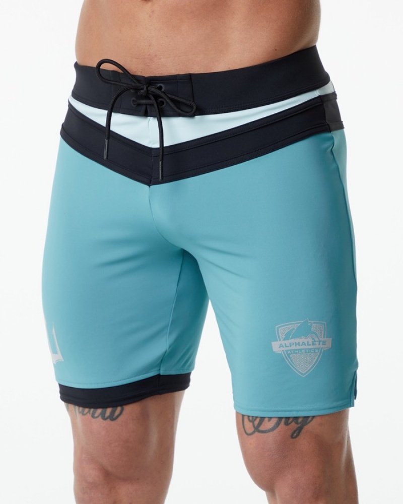 Alphalete Trident Competizione Uomo Boardshort Verde Acqua | 81YTZIHGN