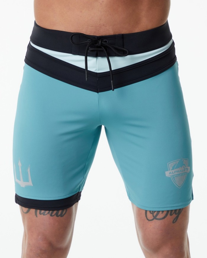 Alphalete Trident Competizione Uomo Boardshort Verde Acqua | 81YTZIHGN