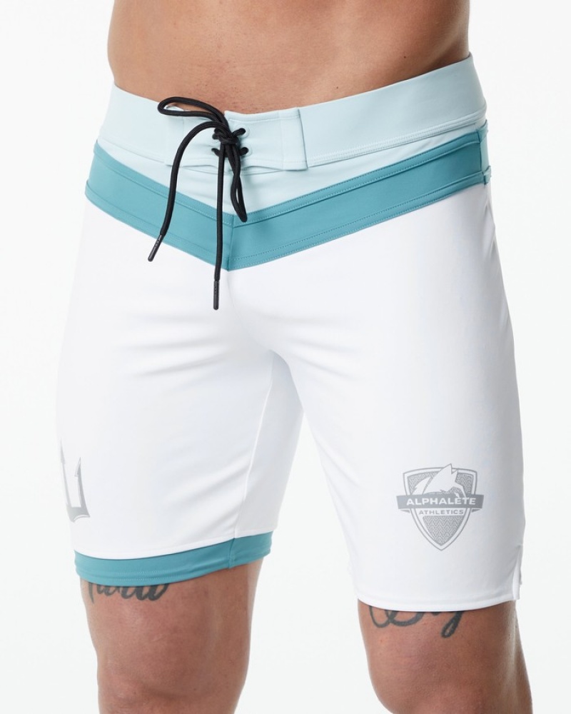 Alphalete Trident Competizione Uomo Boardshort Bianche | 02OWHIXYZ