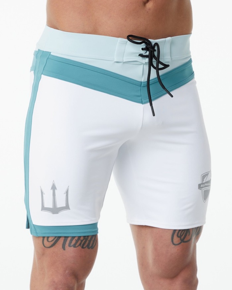 Alphalete Trident Competizione Uomo Boardshort Bianche | 02OWHIXYZ