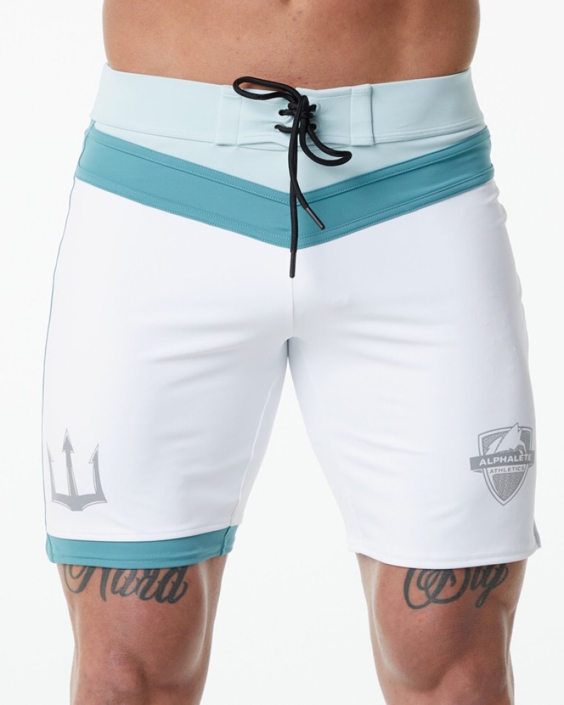 Alphalete Trident Competizione Uomo Boardshort Bianche | 02OWHIXYZ