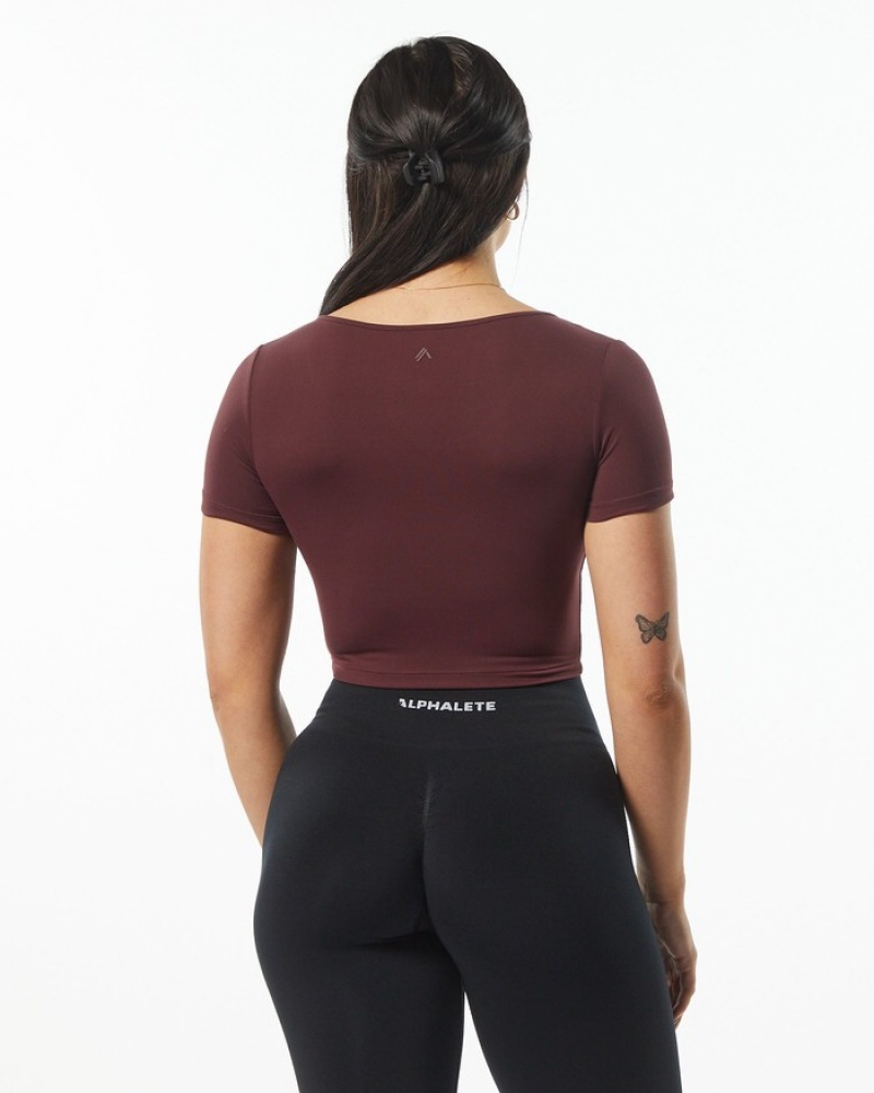 Alphalete Ultrasoft Pinnacle Donna Camicie Bordeaux | 97WTRSPAJ