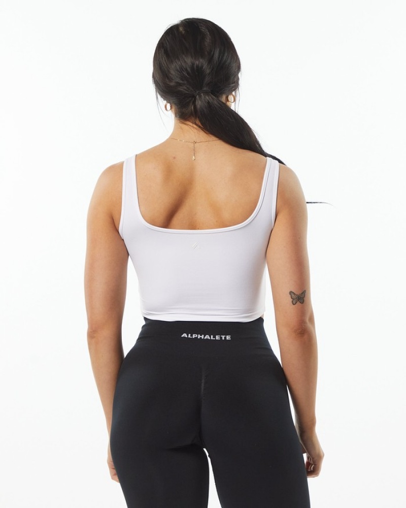 Alphalete Ultrasoft Square Neck Donna Canotta Bianche | 16OWAKFYQ