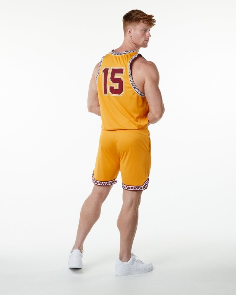 Alphalete Varsity Basketball Jersey Uomo Canotta Gialle | 84SUTKDGW