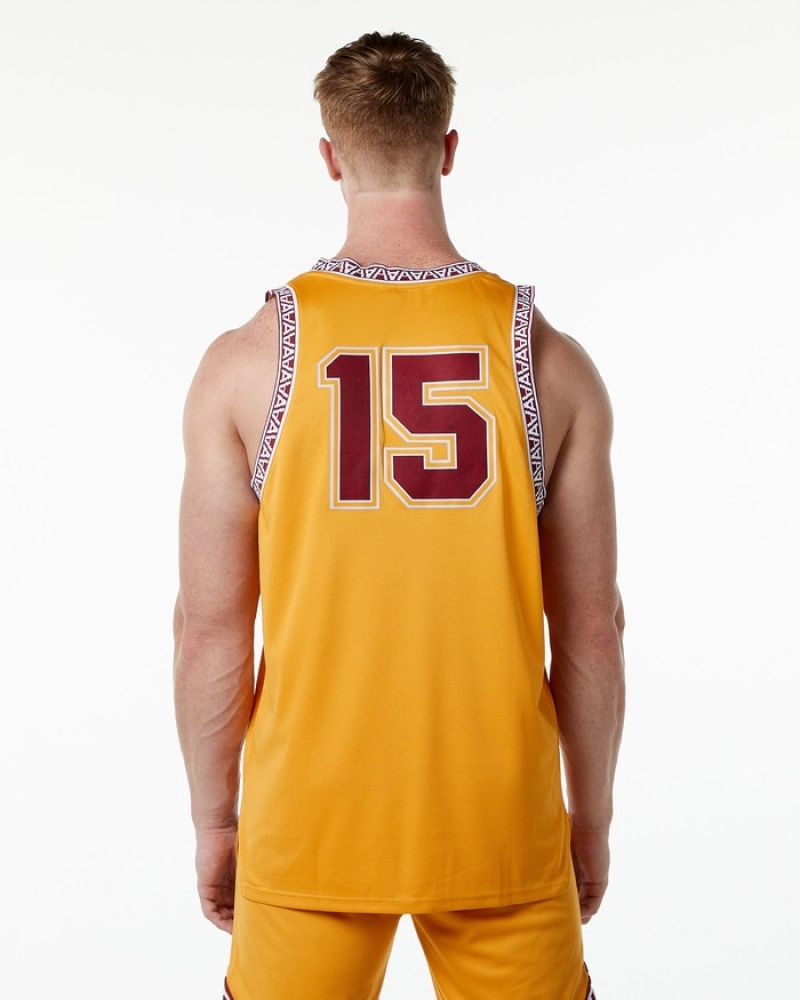Alphalete Varsity Basketball Jersey Uomo Canotta Gialle | 84SUTKDGW
