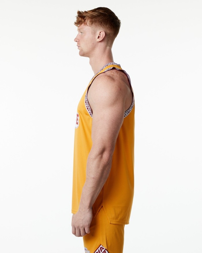 Alphalete Varsity Basketball Jersey Uomo Canotta Gialle | 84SUTKDGW