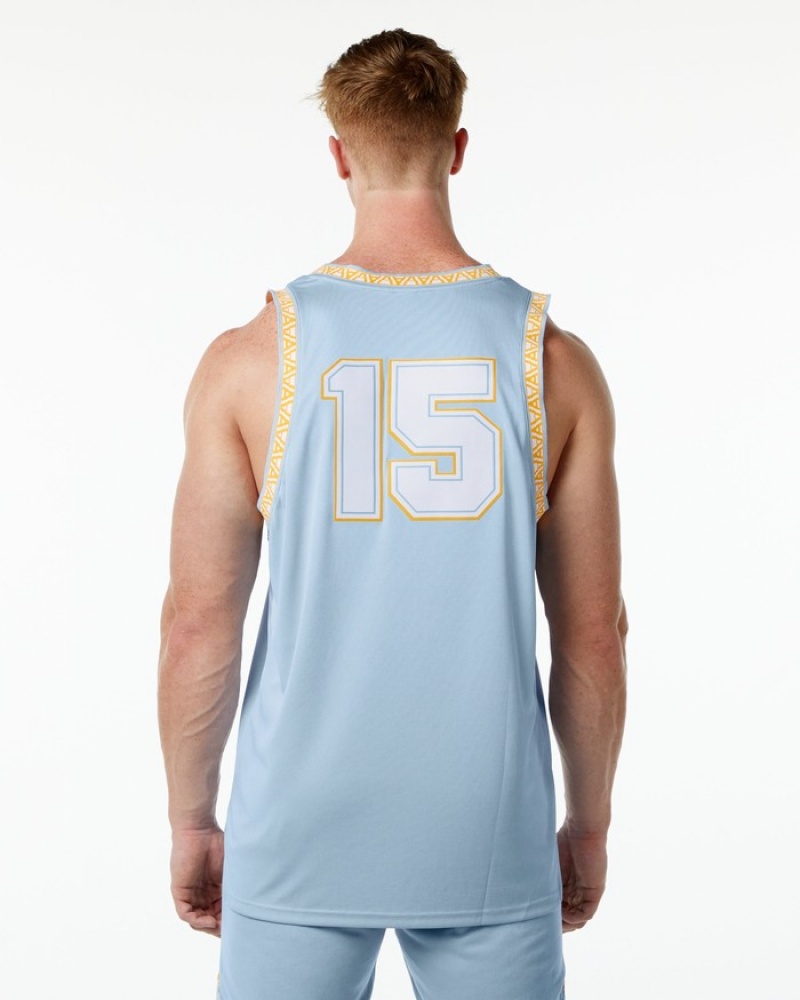 Alphalete Varsity Basketball Jersey Uomo Canotta Blu Chiaro | 26MHOPQNC