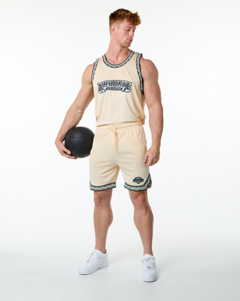 Alphalete Varsity Basketball Jersey Uomo Canotta Marroni | 83WVGXIHN