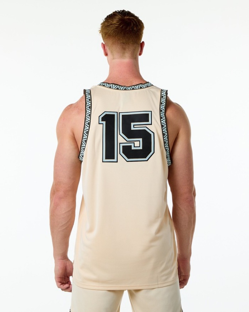 Alphalete Varsity Basketball Jersey Uomo Canotta Marroni | 83WVGXIHN