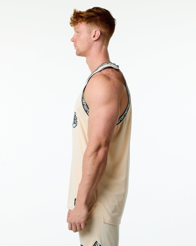 Alphalete Varsity Basketball Jersey Uomo Canotta Marroni | 83WVGXIHN