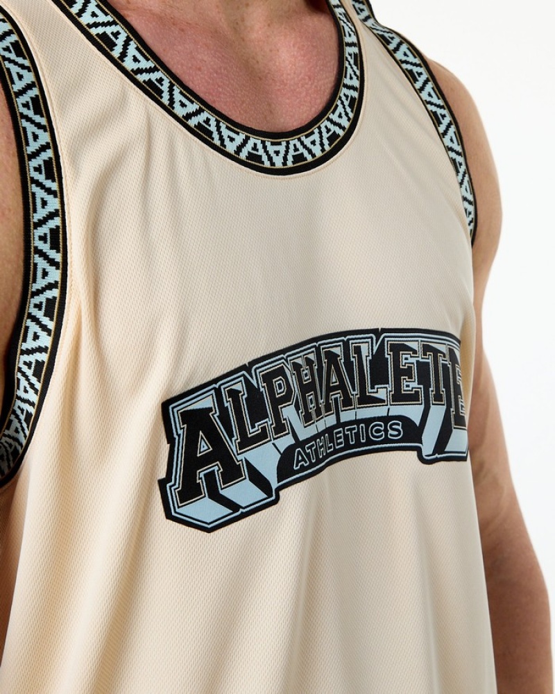 Alphalete Varsity Basketball Jersey Uomo Canotta Marroni | 83WVGXIHN
