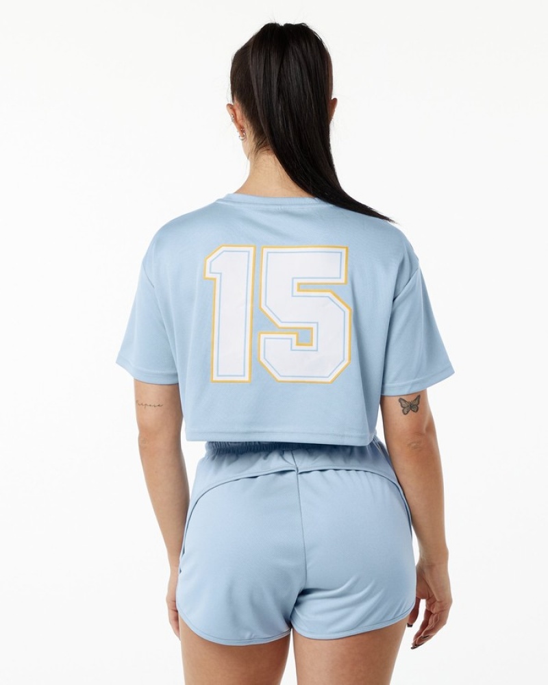 Alphalete Varsity Crop Donna Camicie Blu Chiaro | 75XTLESRM