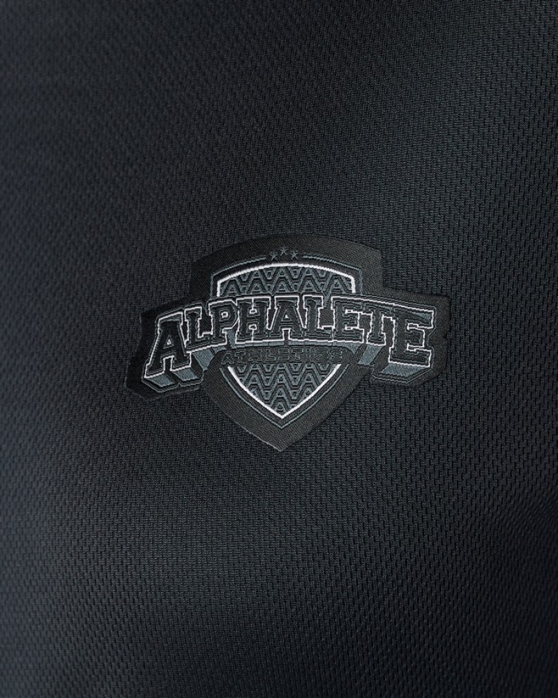 Alphalete Varsity Crop Donna Camicie Nere | 10YXOQFBR