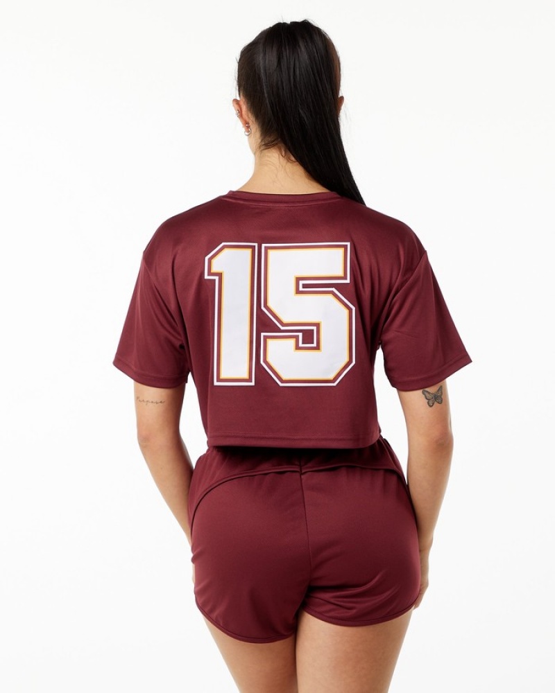 Alphalete Varsity Crop Donna Camicie Rosse | 28FRVLEWN
