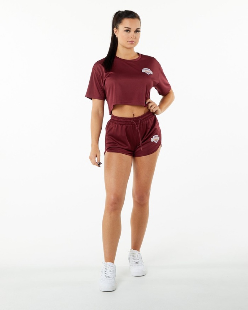 Alphalete Varsity Crop Donna Camicie Rosse | 28FRVLEWN