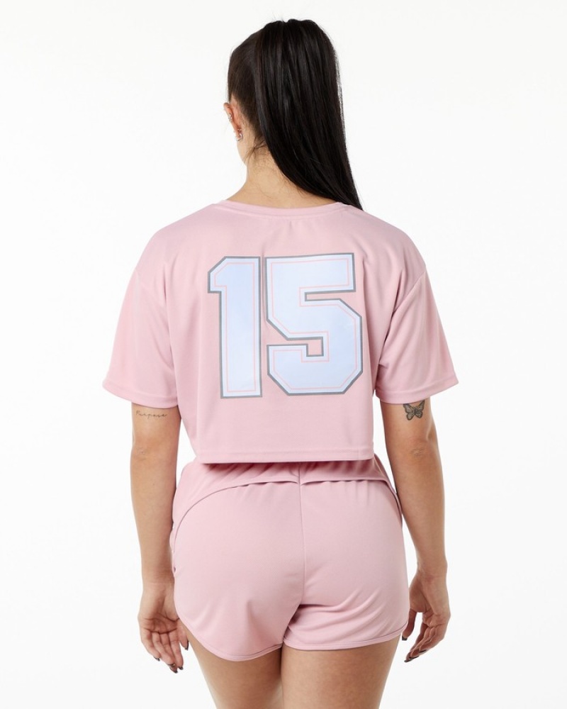 Alphalete Varsity Crop Donna Camicie Rosa | 28OHESNVK