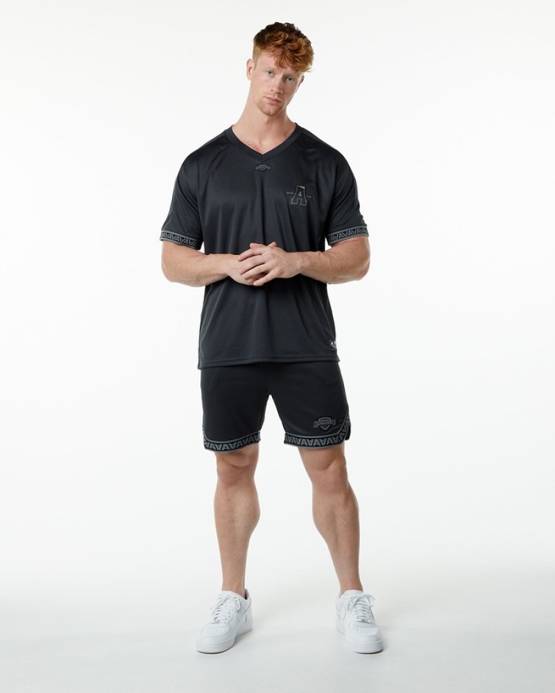Alphalete Varsity NFL Jersey Uomo Camicie Nere | 72QYDLHFZ