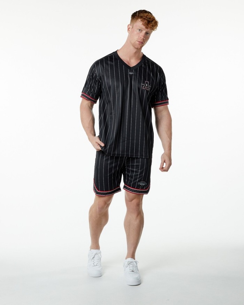 Alphalete Varsity NFL Jersey Uomo Camicie Nere | 16RHZDXOY
