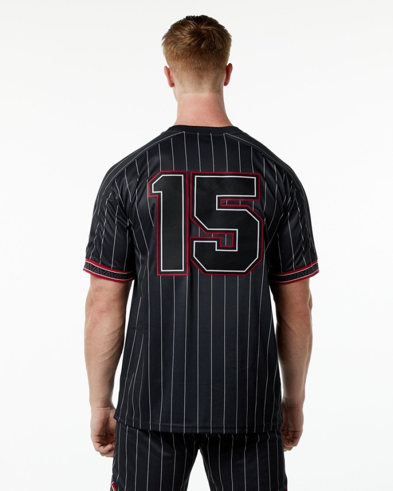 Alphalete Varsity NFL Jersey Uomo Camicie Nere | 16RHZDXOY