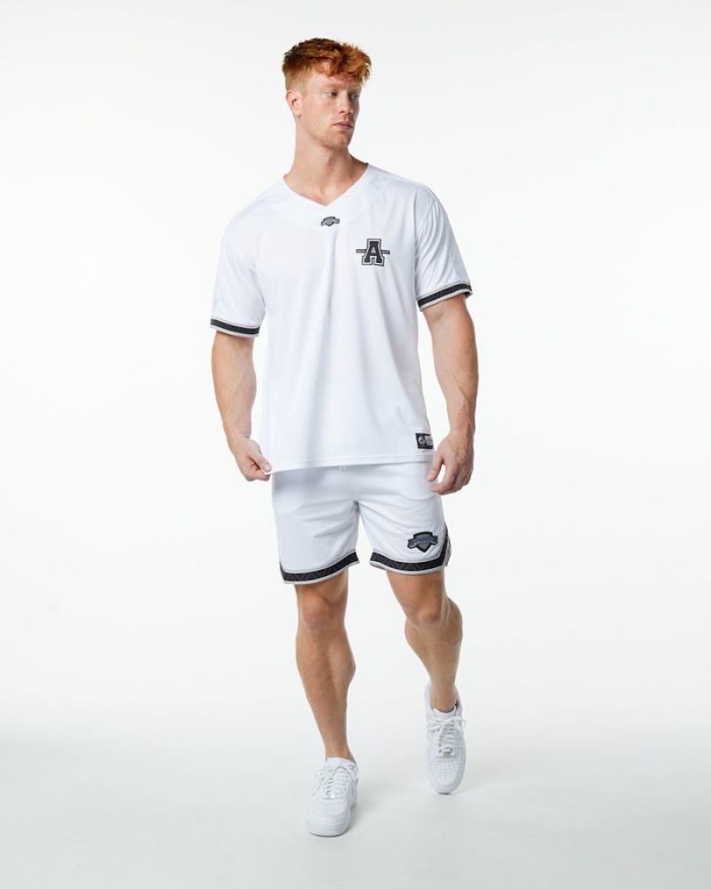 Alphalete Varsity NFL Jersey Uomo Camicie Bianche | 59HZVFYDI