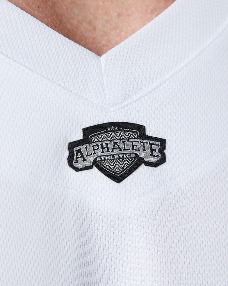 Alphalete Varsity NFL Jersey Uomo Camicie Bianche | 59HZVFYDI